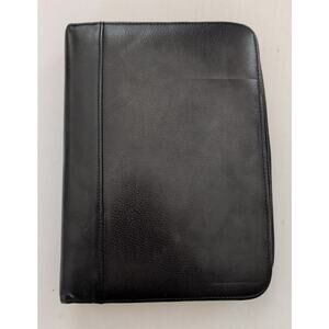 Wilsons Leather Pele Studio Black Portfolio Day Runner Planer 3 Ring Zip Around
